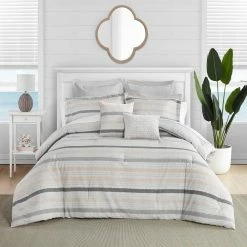Outlet 👏 Sandy Beach 7-Piece Gray Cotton King Bonus Comforter Set by Tommy Bahama 😀