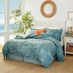 Buy ⌛ Blue Abalone 4-Piece Blue Botanical Cotton King Comforter Set by Tommy Bahama 🛒