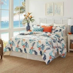 Best deal 🔔 Birds Eye View 4-Piece Blue Botanical Cotton Queen Comforter Set by Tommy Bahama ✨
