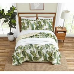 Brand new 😀 Fiesta Palms 3-Piece Green Floral Cotton Full/Queen Quilt Set by Tommy Bahama 🤩 -Harper Lane Sales tommy bahama bedding sets ushsa91161385 fa 1000