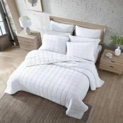 Outlet 🧨 Solid Hexagon Stitch 3-Piece White Cotton King Quilt Set by Tommy Bahama 🎉 -Harper Lane Sales tommy bahama bedding sets ushsa91185703 31 1000