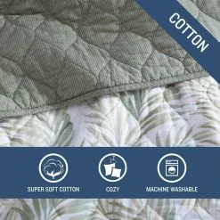 Best Pirce ⭐ Maui Palm 3-Piece Green Cotton King Quilt Set by Tommy Bahama 😀 -Harper Lane Sales tommy bahama bedding sets ushsa91194208 1f 1000
