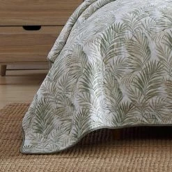 Best Pirce ⭐ Maui Palm 3-Piece Green Cotton King Quilt Set by Tommy Bahama 😀 -Harper Lane Sales tommy bahama bedding sets ushsa91194208 4f 1000