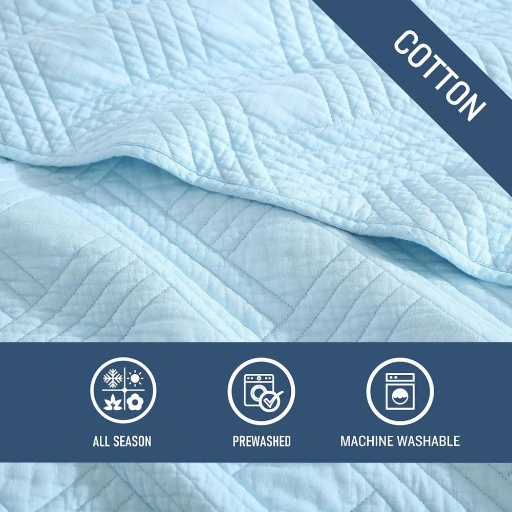 Hot Sale ๐ Solid Ocean Club Stitch 3-Piece Blue Cotton Full/Queen Quilt Set by Tommy Bahama ๐ 7 Hot Sale ๐ Solid Ocean Club Stitch 3-Piece Blue Cotton Full/Queen Quilt Set by Tommy Bahama ๐ - Image 7
