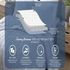 Hot Sale 🛒 Distressed Water Leaves 3-Piece Gray Cotton King Quilt Set by Tommy Bahama 👏 -Harper Lane Sales tommy bahama bedding sets ushsa91210305 66 1000