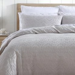 Promo 🎉 Textured Waffle 3-Piece Gray Cotton Queen Duvet Set by Tommy Bahama 🤩 -Harper Lane Sales tommy bahama bedding sets ushsfn1193824 4f 1000