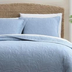 Best Pirce 🎁 Solid Costa Sera Stitch 1-Piece Blue Solid Cotton Full/Queen Quilt by Tommy Bahama 😍 -Harper Lane Sales tommy bahama bedding sets ushsgr1167155 1f 1000
