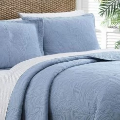 Best Pirce 🎁 Solid Costa Sera Stitch 1-Piece Blue Solid Cotton Full/Queen Quilt by Tommy Bahama 😍 -Harper Lane Sales tommy bahama bedding sets ushsgr1167155 4f 1000
