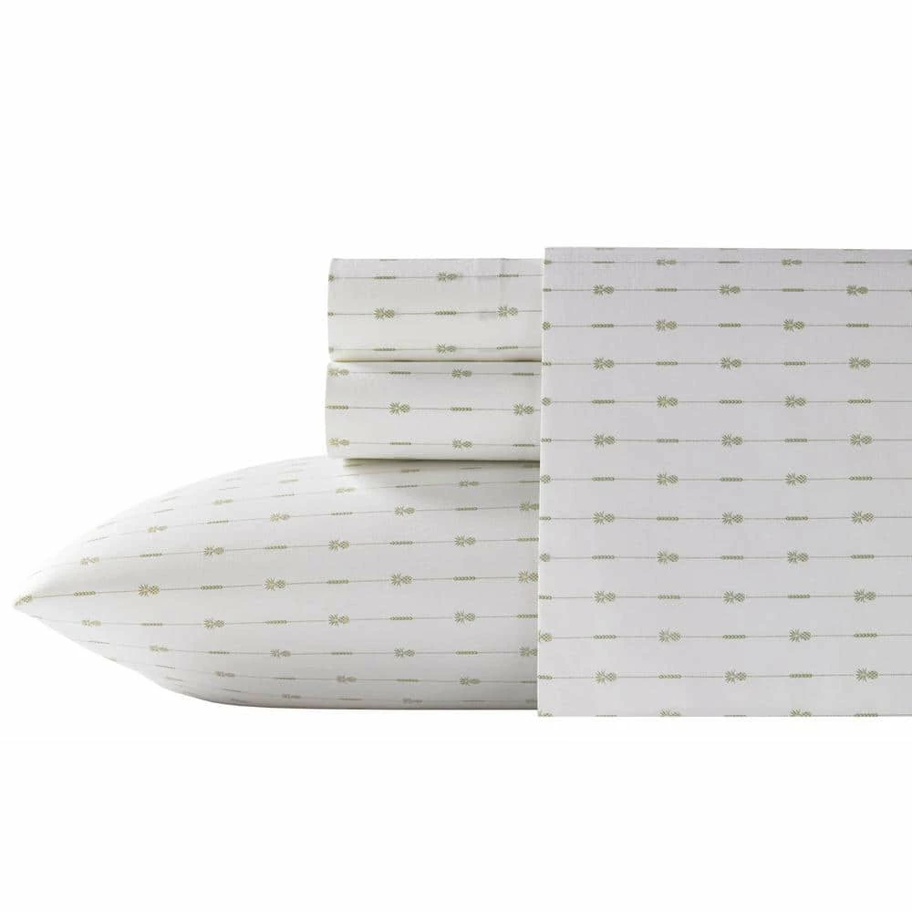 Brand new 🧨 Pineapple Pinstripe 4-Piece Green Cotton King Sheet Set by Tommy Bahama ❤️ 1 Brand new 🧨 Pineapple Pinstripe 4-Piece Green Cotton King Sheet Set by Tommy Bahama ❤️