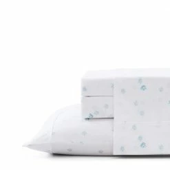 Cheap โค๏ธ Angel Fish 4-Piece Aqua Blue Cool Zone Percale Cotton Queen Sheet Set by Tommy Bahama โจ
