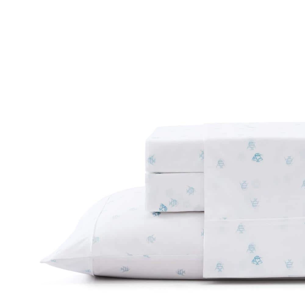 Cheap ❤️ Angel Fish 4-Piece Aqua Blue Cool Zone Percale Cotton Queen Sheet Set by Tommy Bahama ✨ 1 Cheap ❤️ Angel Fish 4-Piece Aqua Blue Cool Zone Percale Cotton Queen Sheet Set by Tommy Bahama ✨