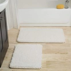 Best deal 🎉 Shag White 21 in. x 32 in. Memory Foam 2-Piece Bath Mat Set by Lavish Home 😉 -Harper Lane Sales white lavish home bathroom rugs bath mats 67 18 w 1f 1000