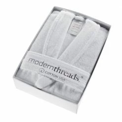 Buy โค๏ธ 100 % USA Cotton Classic Bathrobe with Shawl Collar White Small/Medium by MODERN THREADS โญ