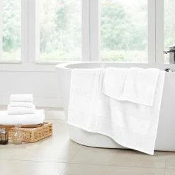 Coupon 👍 Textured 6-Piece White Cotton Towel set with Velour Border by MODERN THREADS 😍 -Harper Lane Sales white modern threads bath towels 5txtwl6e wht st 4f 1000