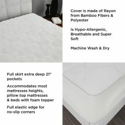 Flash Sale 🔥 Hypoallergenic Full Mattress Cover by Lavish Home 🎁 -Harper Lane Sales whites lavish home mattress covers protectors hw8804011 1d 1000